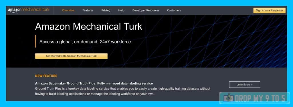 An image of Amazon Mechanical Turk homepage