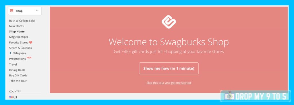 An image of the Swagbucks shop which members can use to shop for their favorite products online.